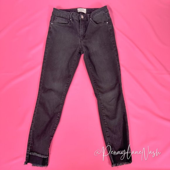 RACHEL Rachel Roy Denim - Rachel Roy Skinny High Rise Raw Step Hem Jeans Black